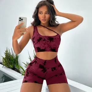 Seamless Fitness Suit | High Waist Tie-dye Bra & Shorts Set | Stretchy Gymwear for Women