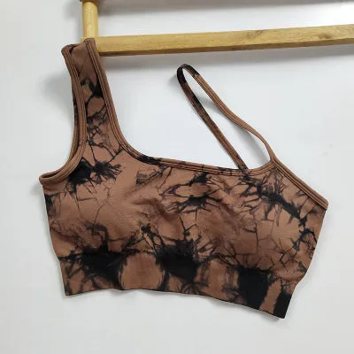 Seamless Fitness Suit | High Waist Tie-dye Bra & Shorts Set | Stretchy Gymwear for Women