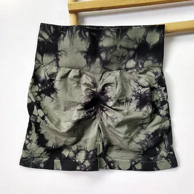 Seamless Fitness Suit | High Waist Tie-dye Bra & Shorts Set | Stretchy Gymwear for Women
