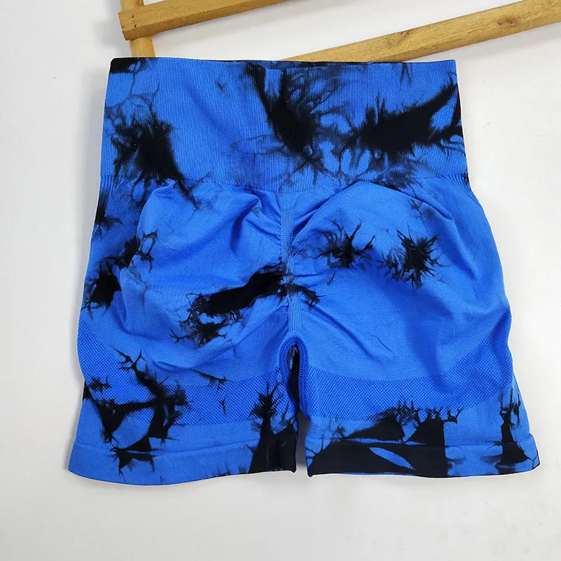 Seamless Fitness Suit | High Waist Tie-dye Bra & Shorts Set | Stretchy Gymwear for Women
