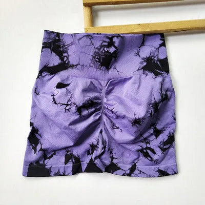 Seamless Fitness Suit | High Waist Tie-dye Bra & Shorts Set | Stretchy Gymwear for Women