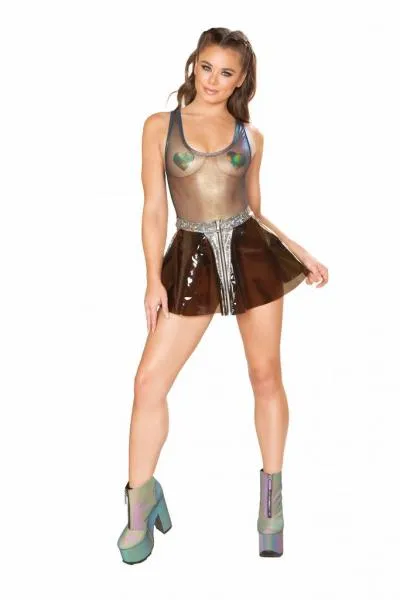 Shade - Vinyl Skirt with Broken Mirror Trim -