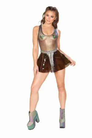 Shade - Vinyl Skirt with Broken Mirror Trim -