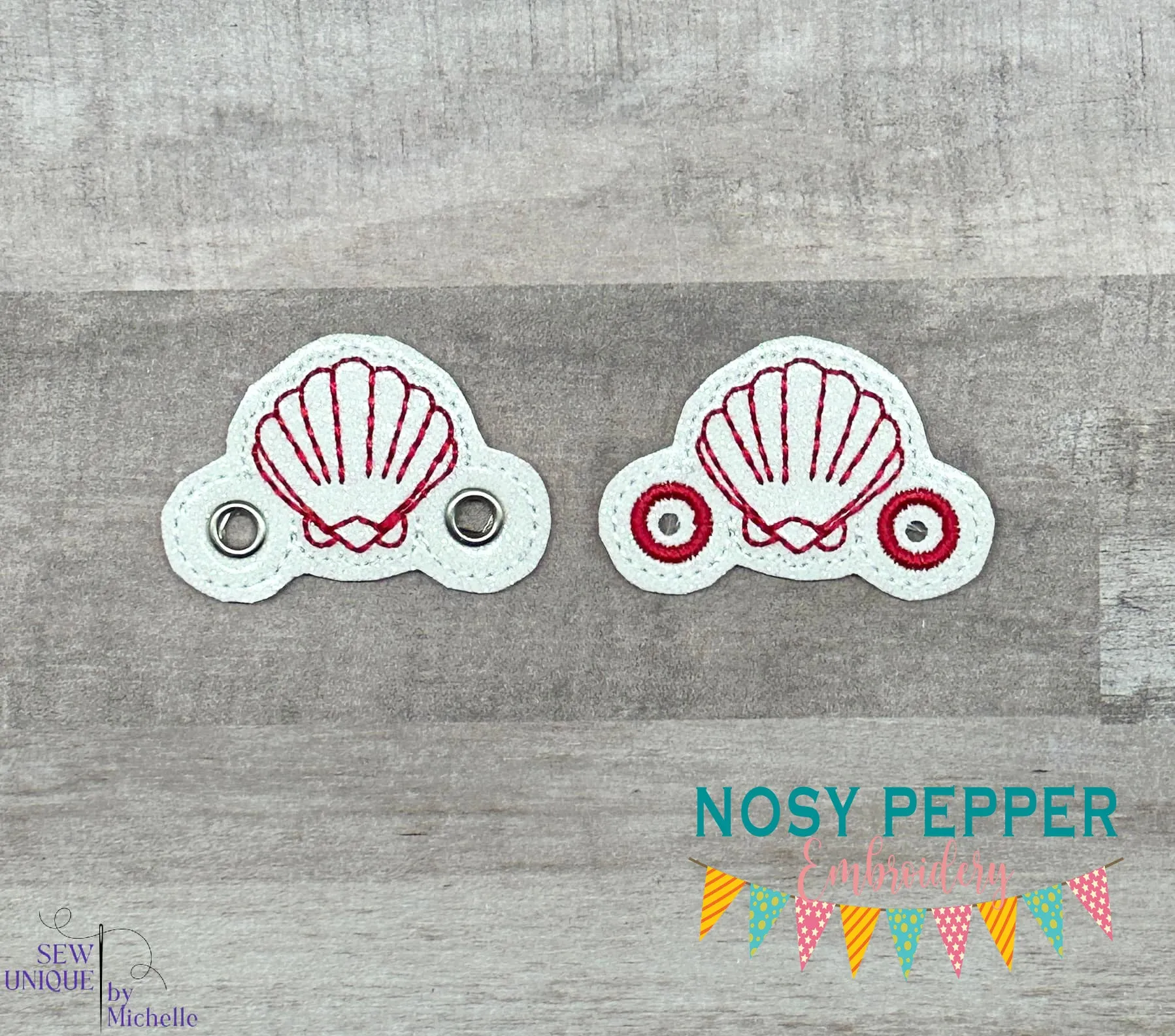 Shell Charm machine embroidery design (3 versions included) DIGITAL DOWNLOAD