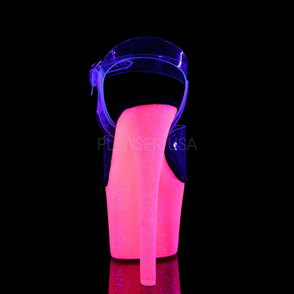 SKY-308UVG  Clear/Neon Hot Pink Glitter