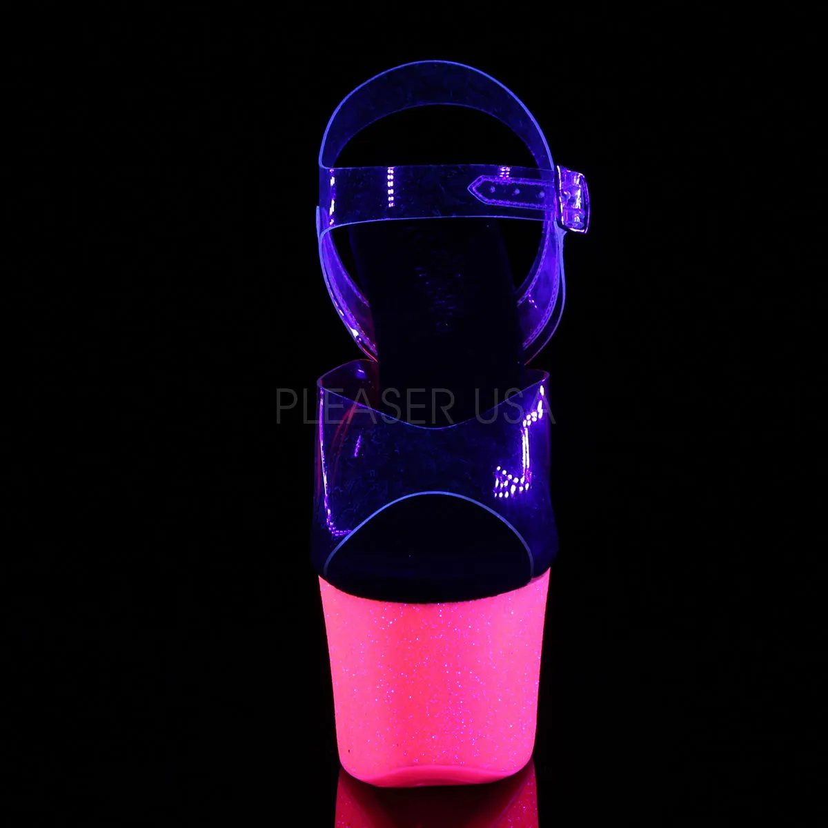 SKY-308UVG  Clear/Neon Hot Pink Glitter