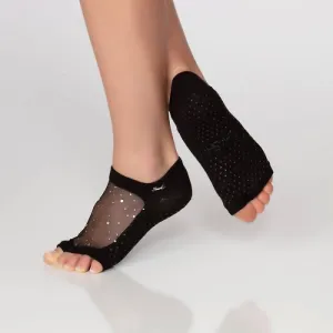 SPARKLE MESH OPEN TOE - BLACK