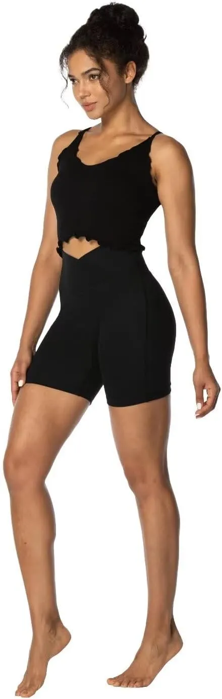 Sunzel No Front Seam Biker Shorts for Women with Pockets, Yoga Workout Gym Bike Shorts