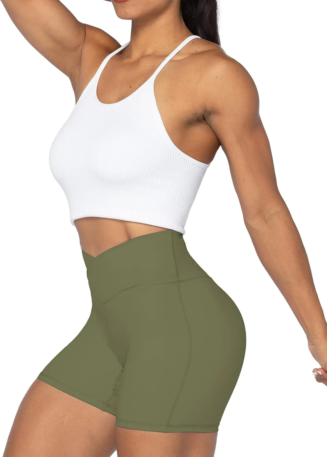 Sunzel No Front Seam Biker Shorts for Women with Pockets, Yoga Workout Gym Bike Shorts