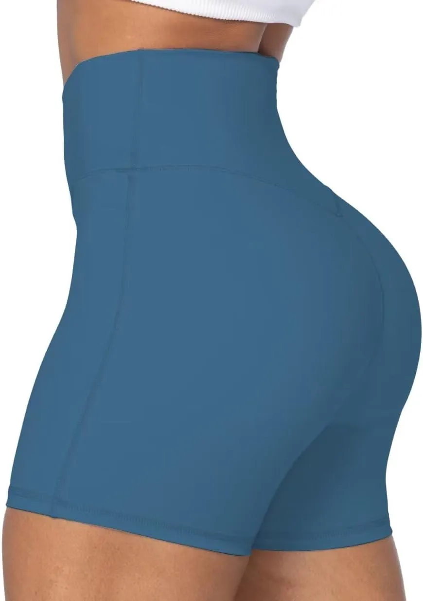 Sunzel No Front Seam Biker Shorts for Women with Pockets, Yoga Workout Gym Bike Shorts