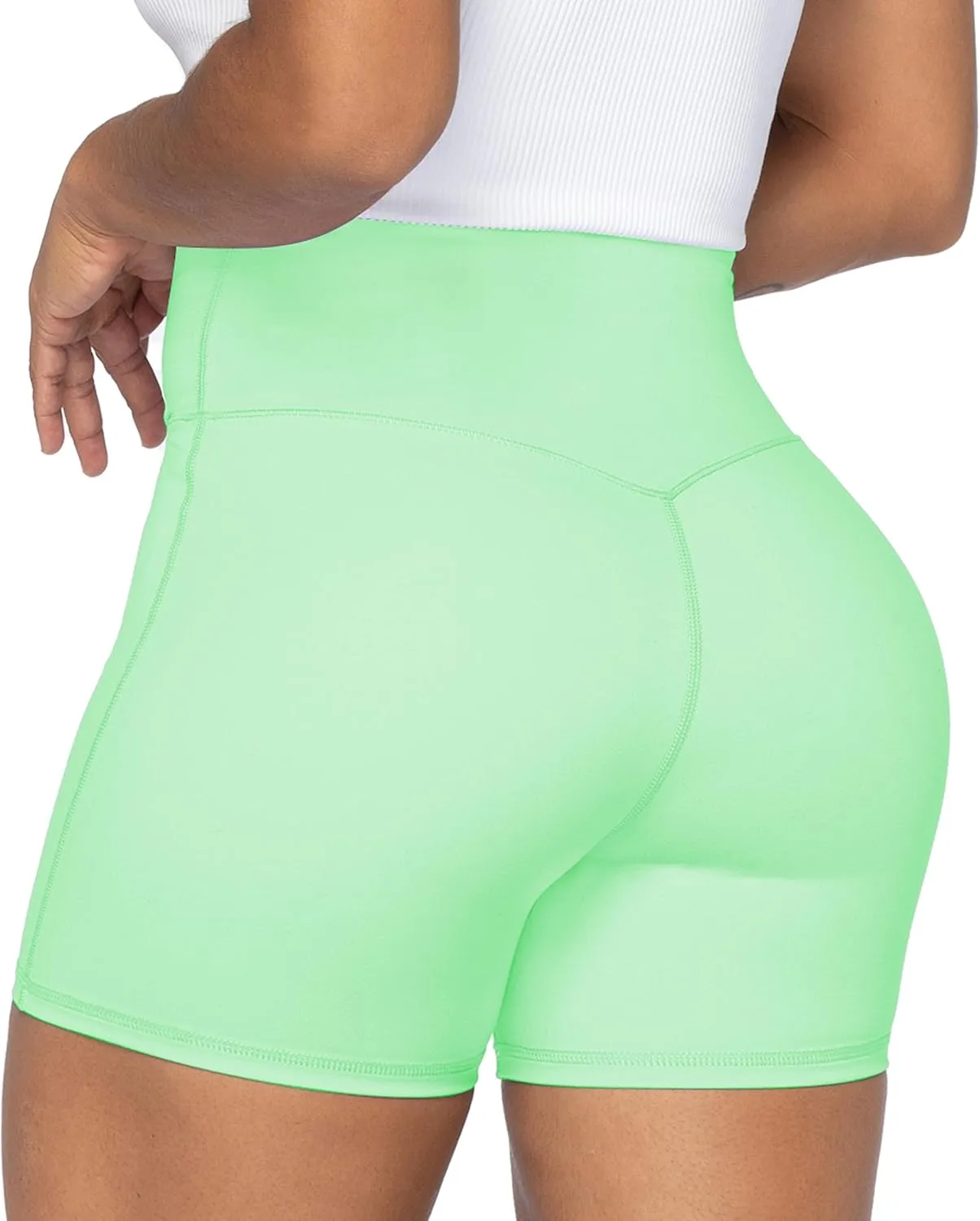 Sunzel No Front Seam Biker Shorts for Women with Pockets, Yoga Workout Gym Bike Shorts