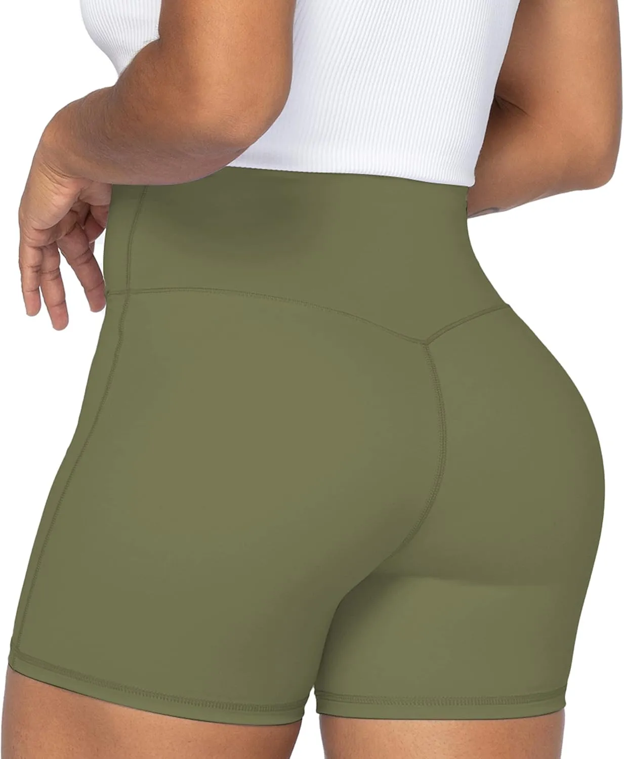 Sunzel No Front Seam Biker Shorts for Women with Pockets, Yoga Workout Gym Bike Shorts