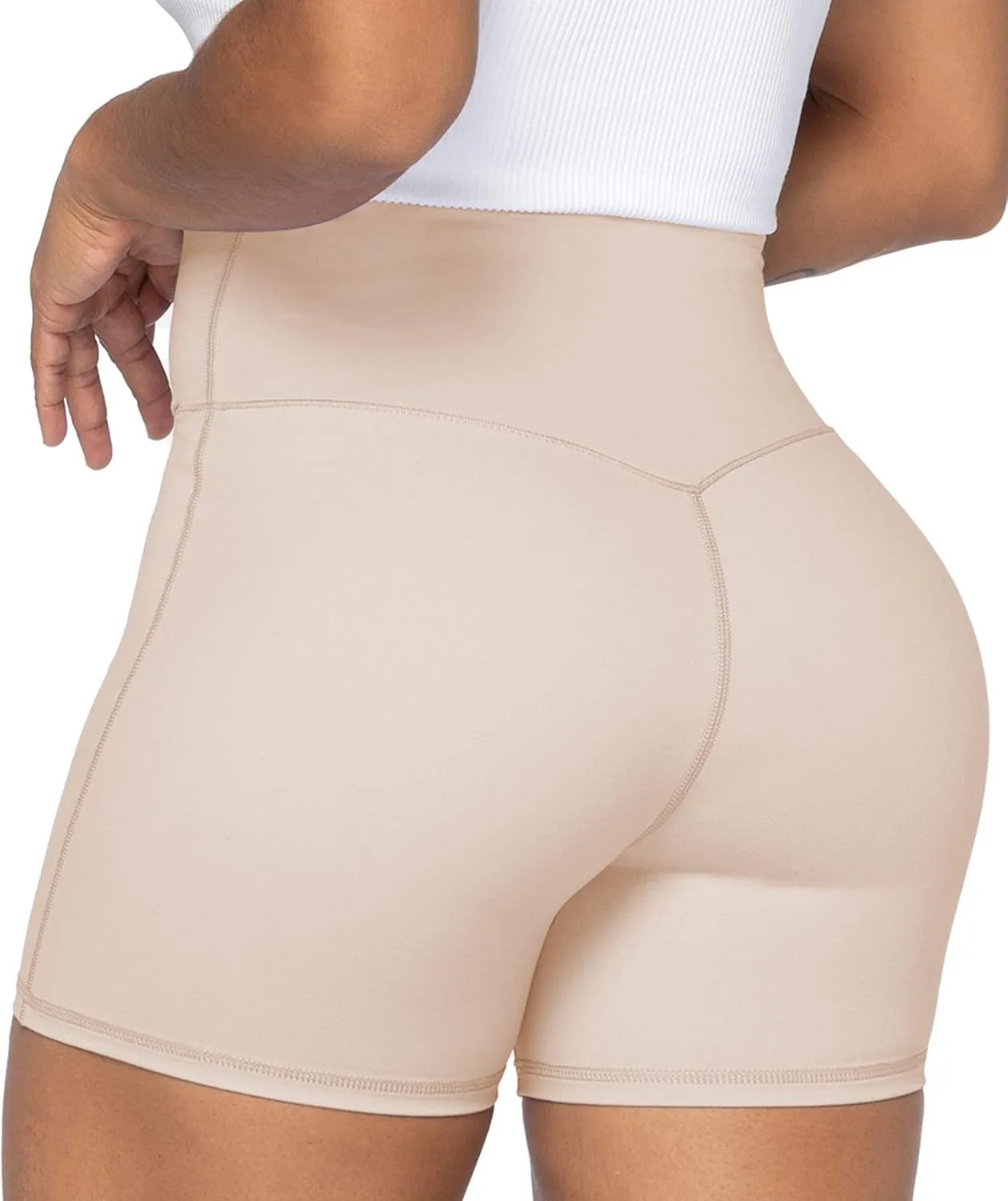 Sunzel No Front Seam Biker Shorts for Women with Pockets, Yoga Workout Gym Bike Shorts