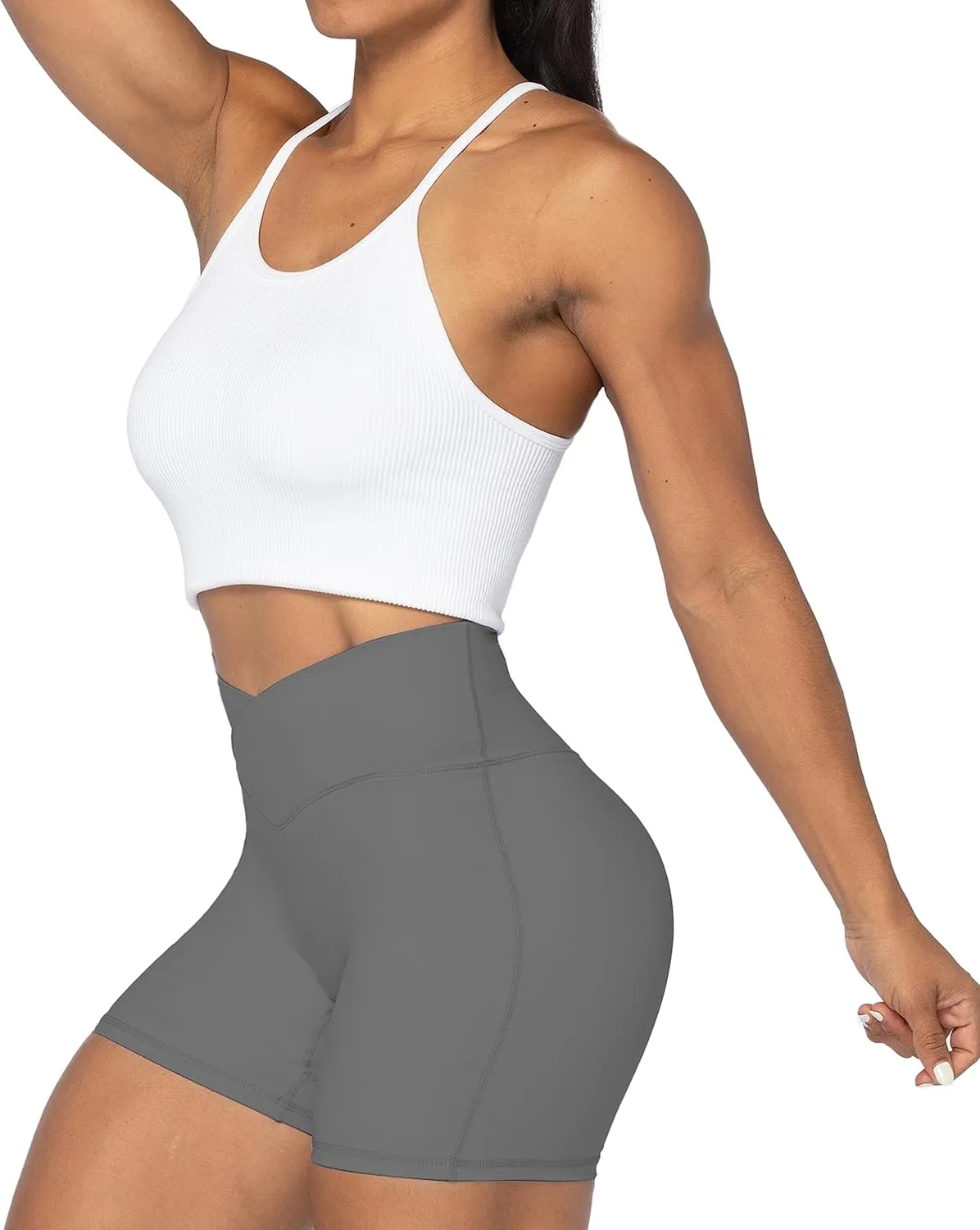 Sunzel No Front Seam Biker Shorts for Women with Pockets, Yoga Workout Gym Bike Shorts