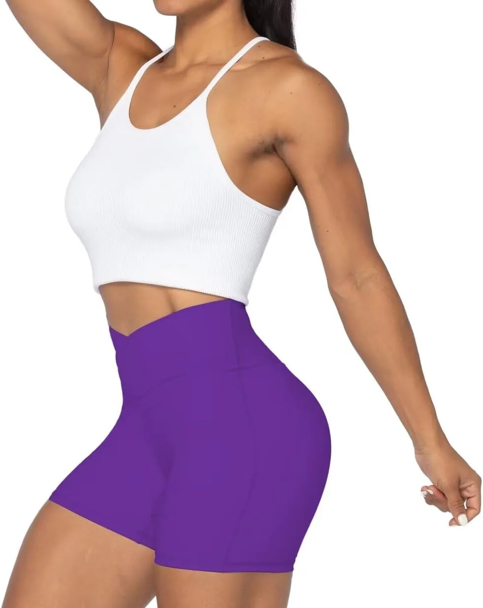 Sunzel No Front Seam Biker Shorts for Women with Pockets, Yoga Workout Gym Bike Shorts