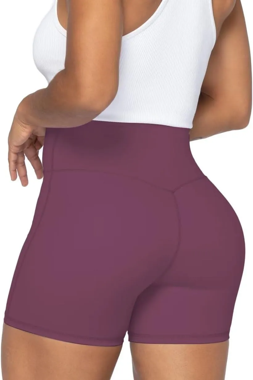 Sunzel No Front Seam Biker Shorts for Women with Pockets, Yoga Workout Gym Bike Shorts