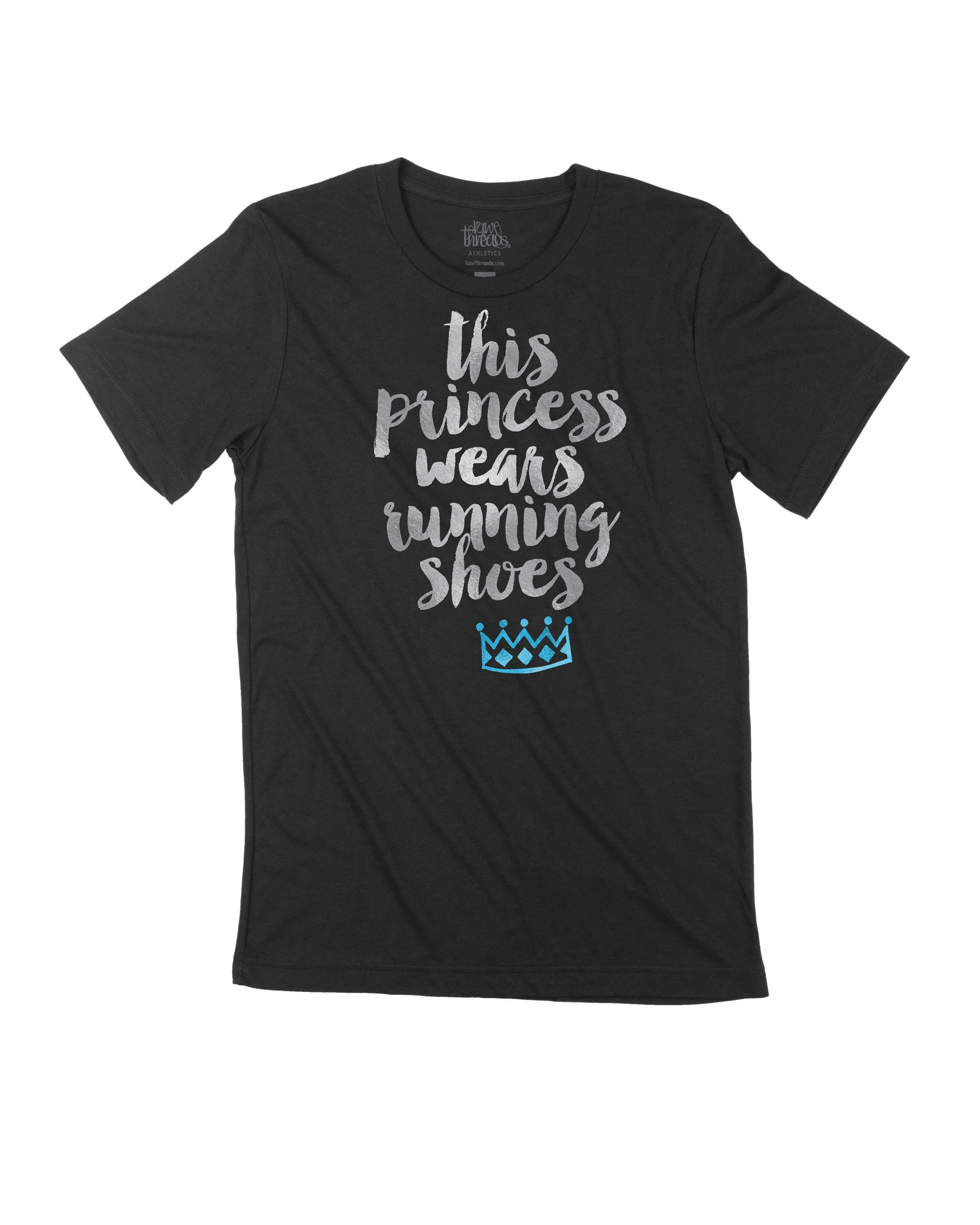 This princess wears running shoes silver and Blue Crown