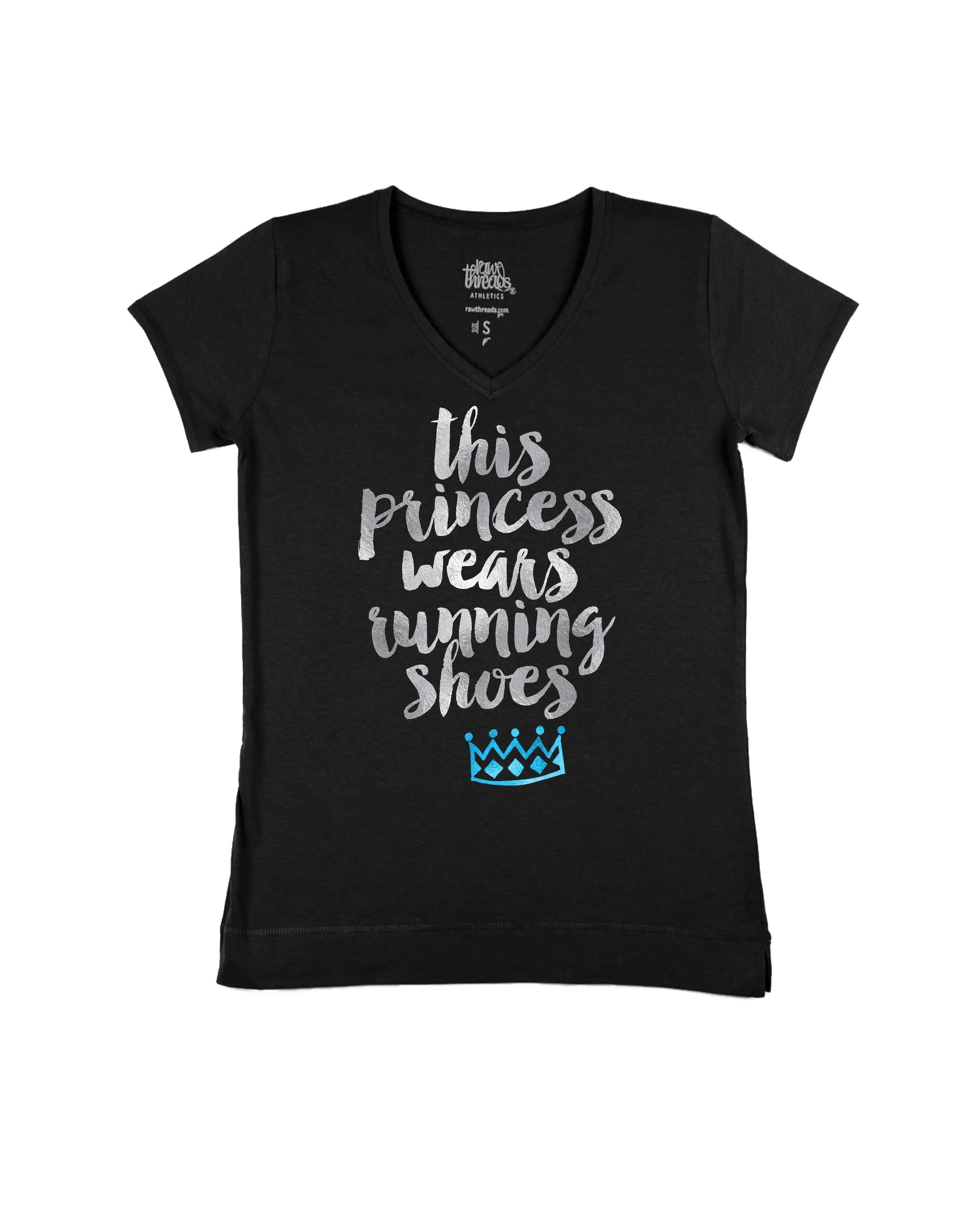 This princess wears running shoes silver and Blue Crown