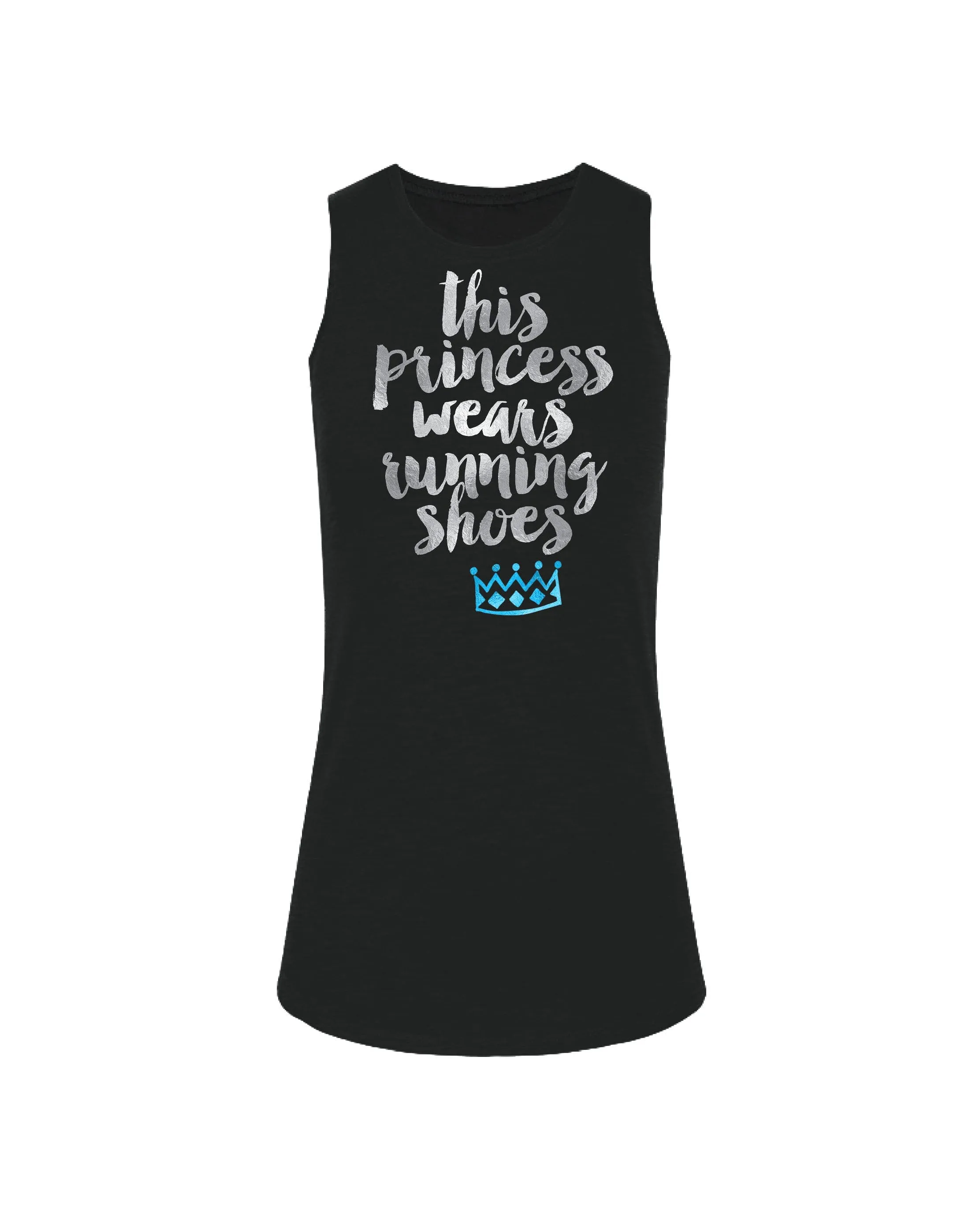 This princess wears running shoes silver and Blue Crown