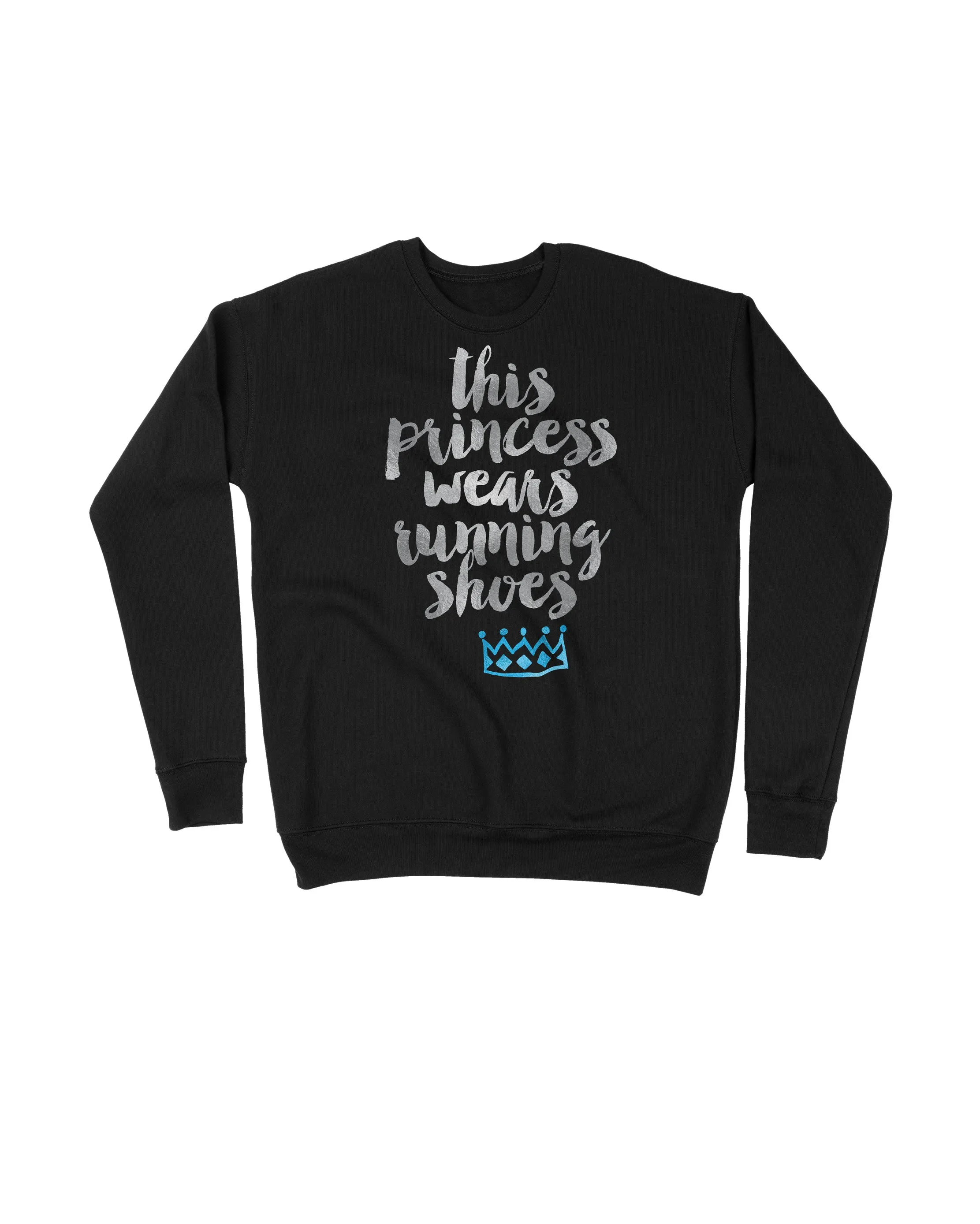 This princess wears running shoes silver and Blue Crown