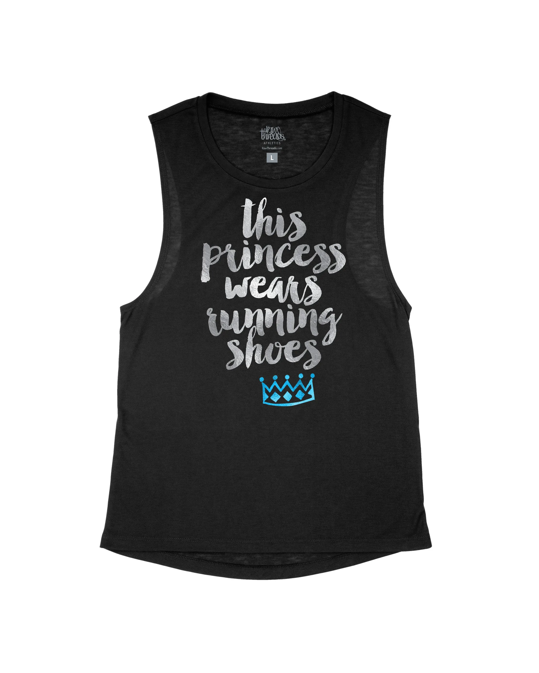 This princess wears running shoes silver and Blue Crown
