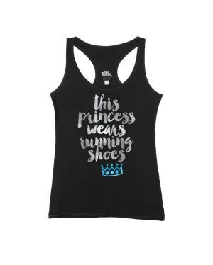 This princess wears running shoes silver and Blue Crown