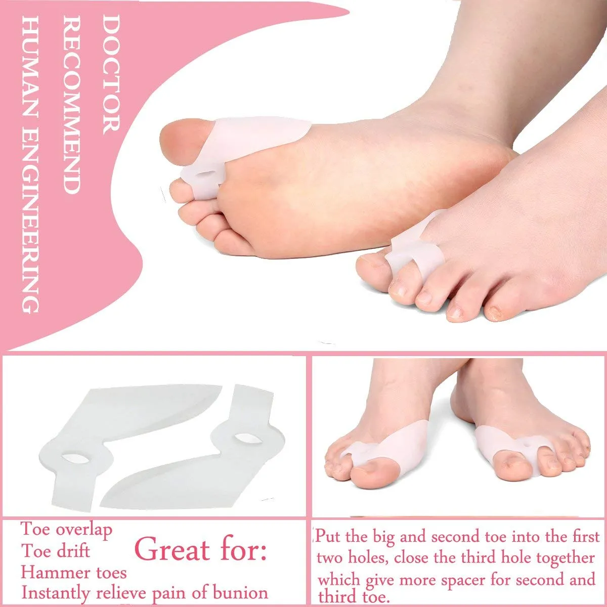 Toe Separators,Bunion Corrector,Toe Stretchers,Bunion Relief Protector & Pads - Toe Spacers & Spreaders Treat Pain in Hallux Valgus, Tailors Bunion, Big Toe Joint, Hammer Toe