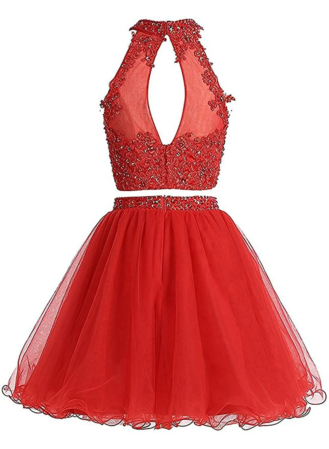 Two Piece Lace Bodice Short Homecoming Dresses