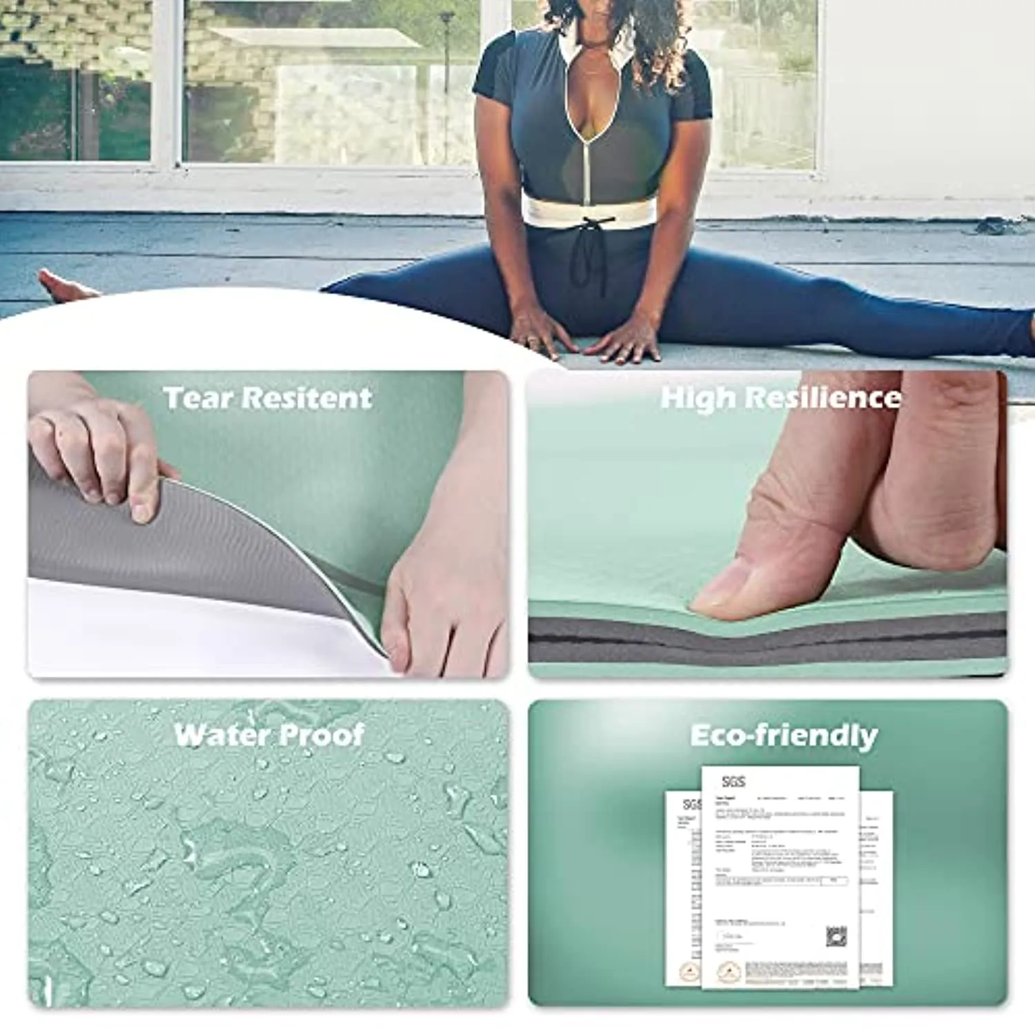 UMINEUX Yoga Mat Extra Thick 1/3'' Non Slip Yoga Mats for Women with Alignment Marks Eco Friendly TPE Fitness Exercise Mat with Carrying Strap & Storage Bag