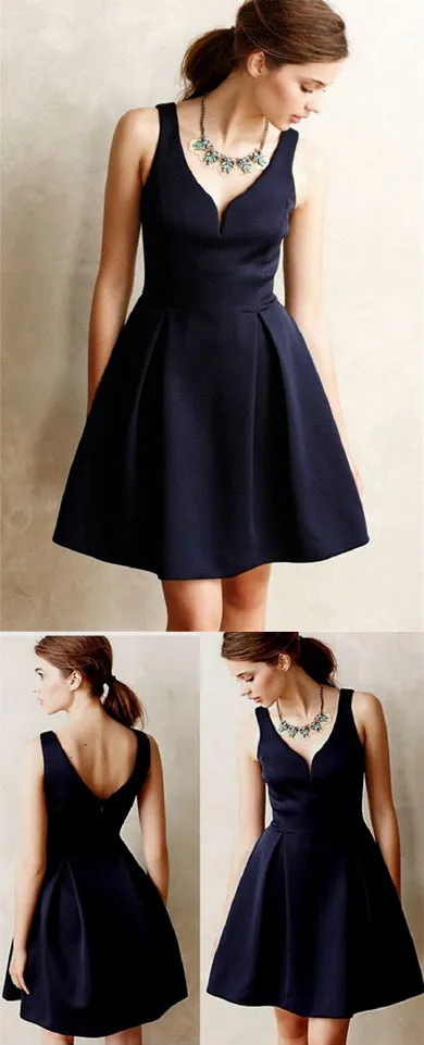 Unique Cocktail Dress V Neck Zipper Homecoming Dress Short Party Dresses, SH384