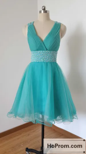 V-Neck Cross Back Short Prom Dresses Homecoming Dresses