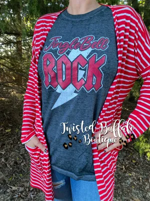 {VADA} Red   White Striped Pocket Cardigan