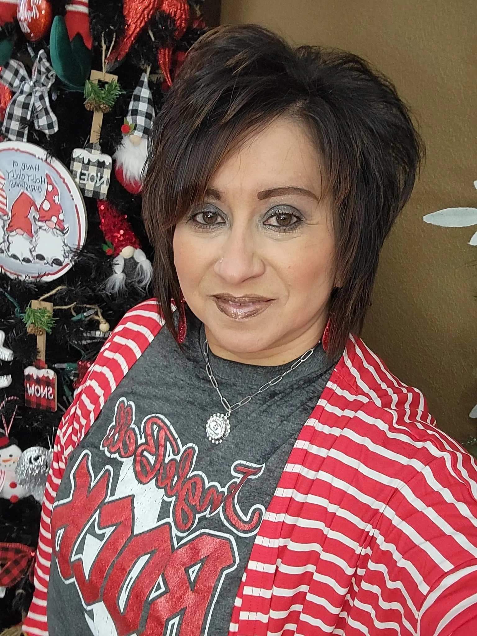 {VADA} Red   White Striped Pocket Cardigan