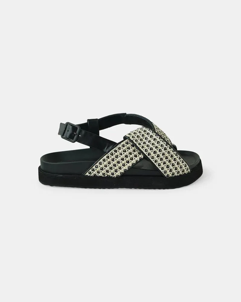 Walnut Melbourne - Mya Sandal - Black Woven