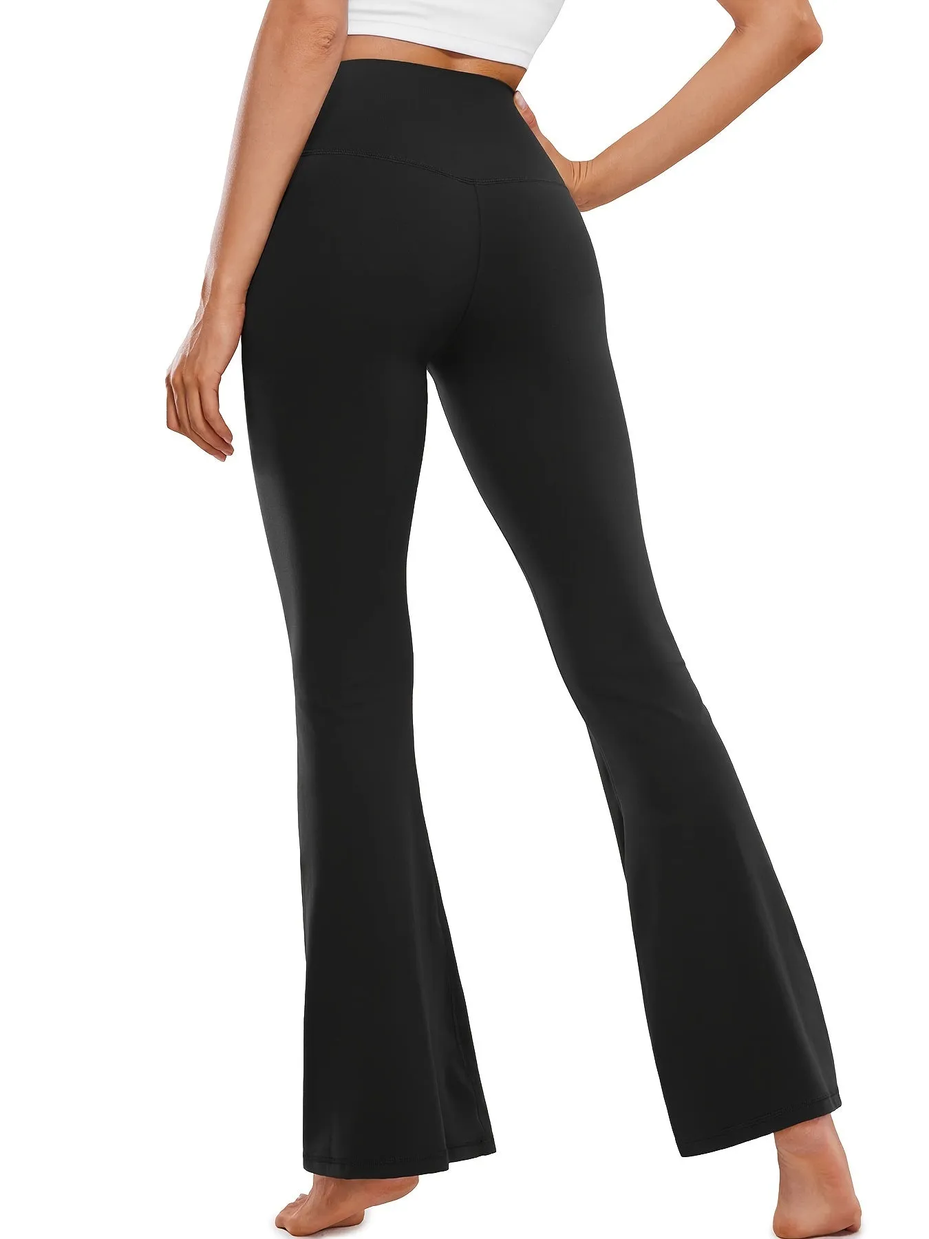 Women's Fleece Lined Bootcut Yoga Pants, High Waiste Solid Color Workout Warm Flare Leggings For Women, Women's Activewear