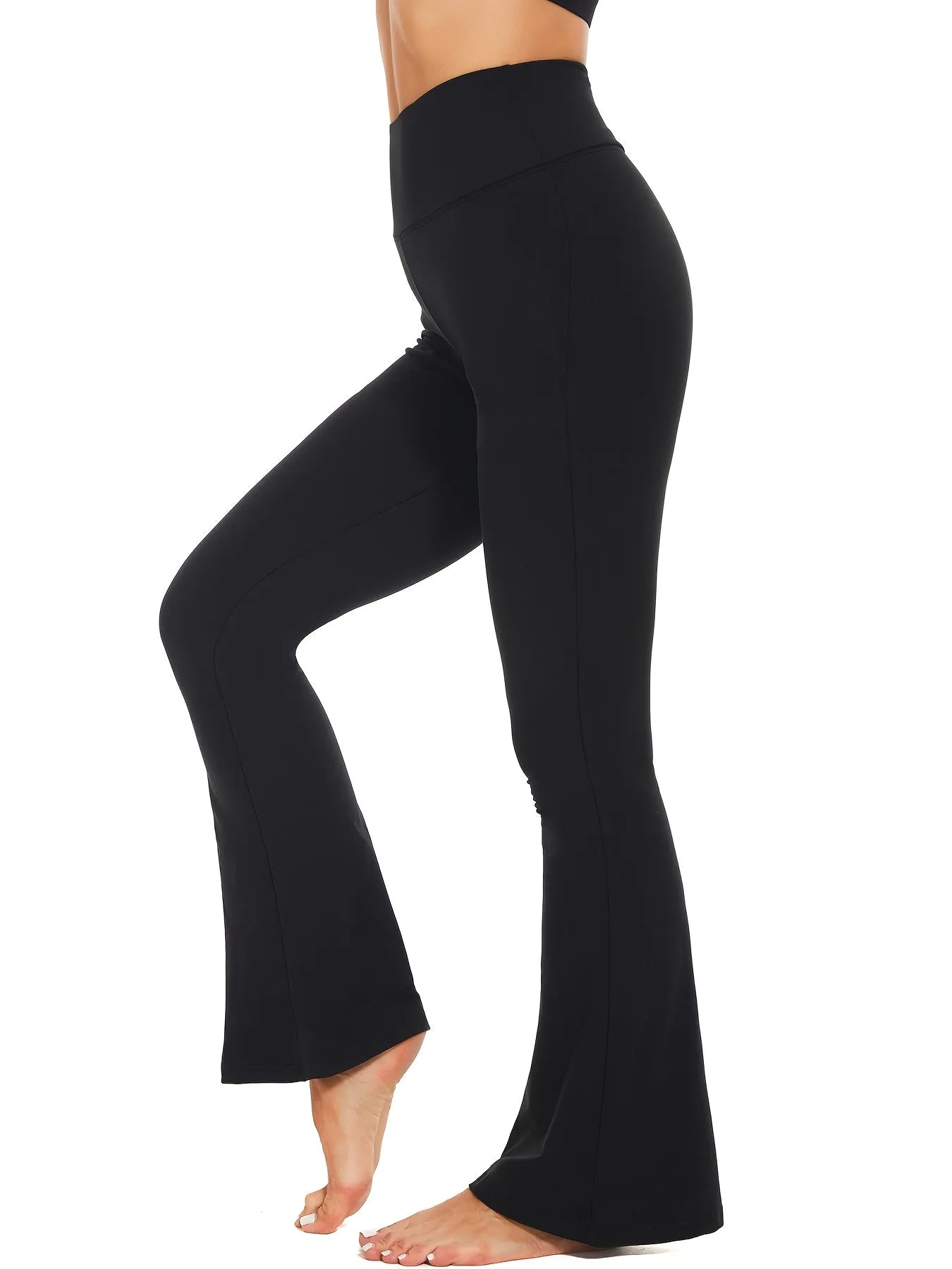 Women's Fleece Lined Bootcut Yoga Pants, High Waiste Solid Color Workout Warm Flare Leggings For Women, Women's Activewear