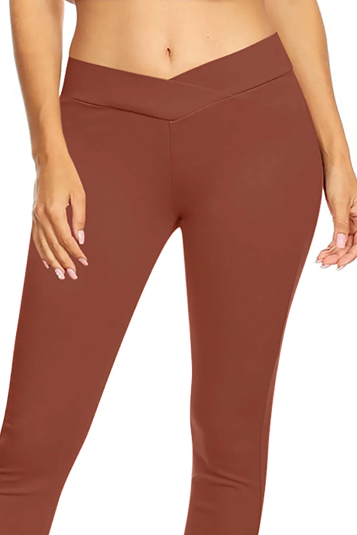 Women's Solid Full Length Elastic Waistband Jeggings Pants