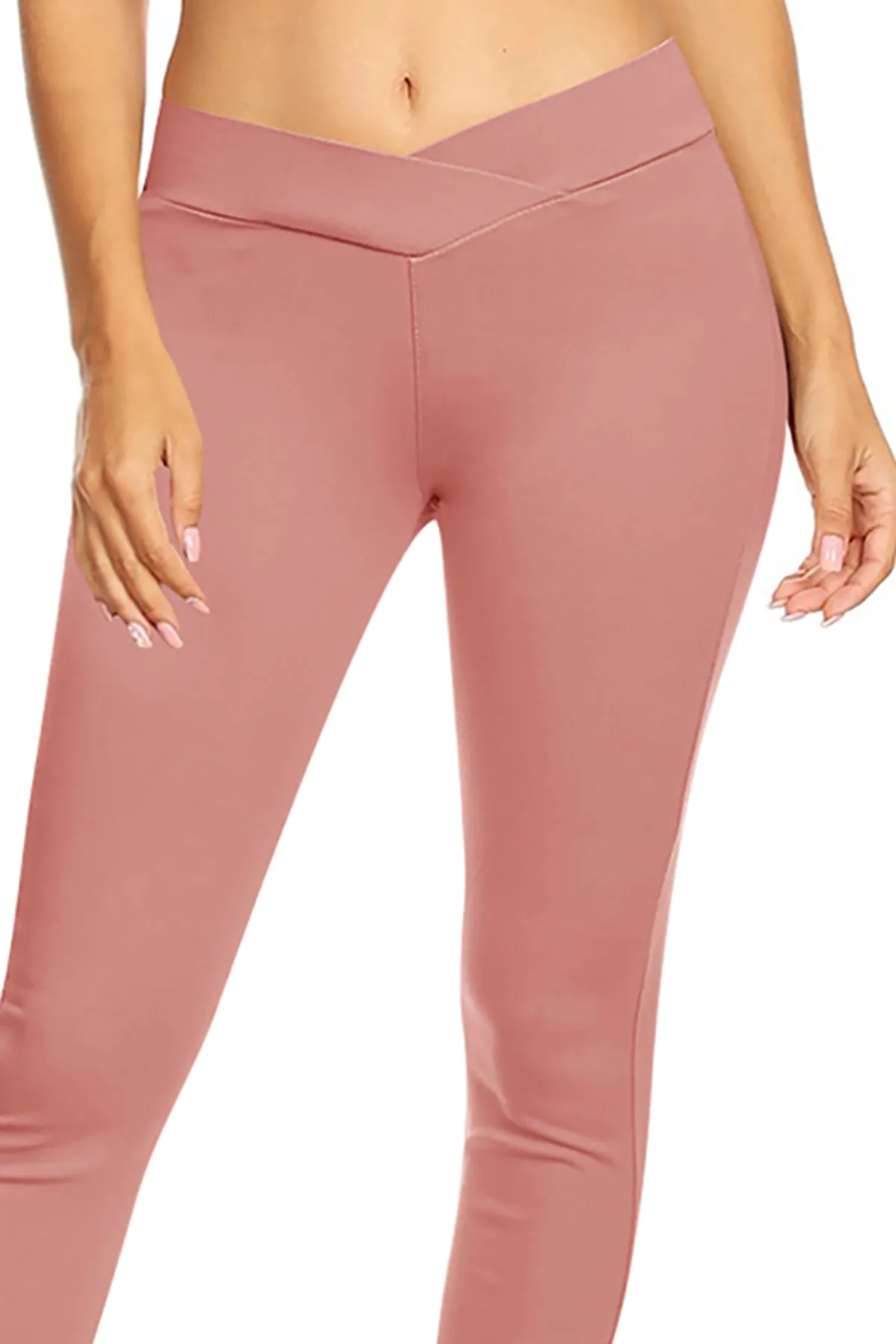 Women's Solid Full Length Elastic Waistband Jeggings Pants