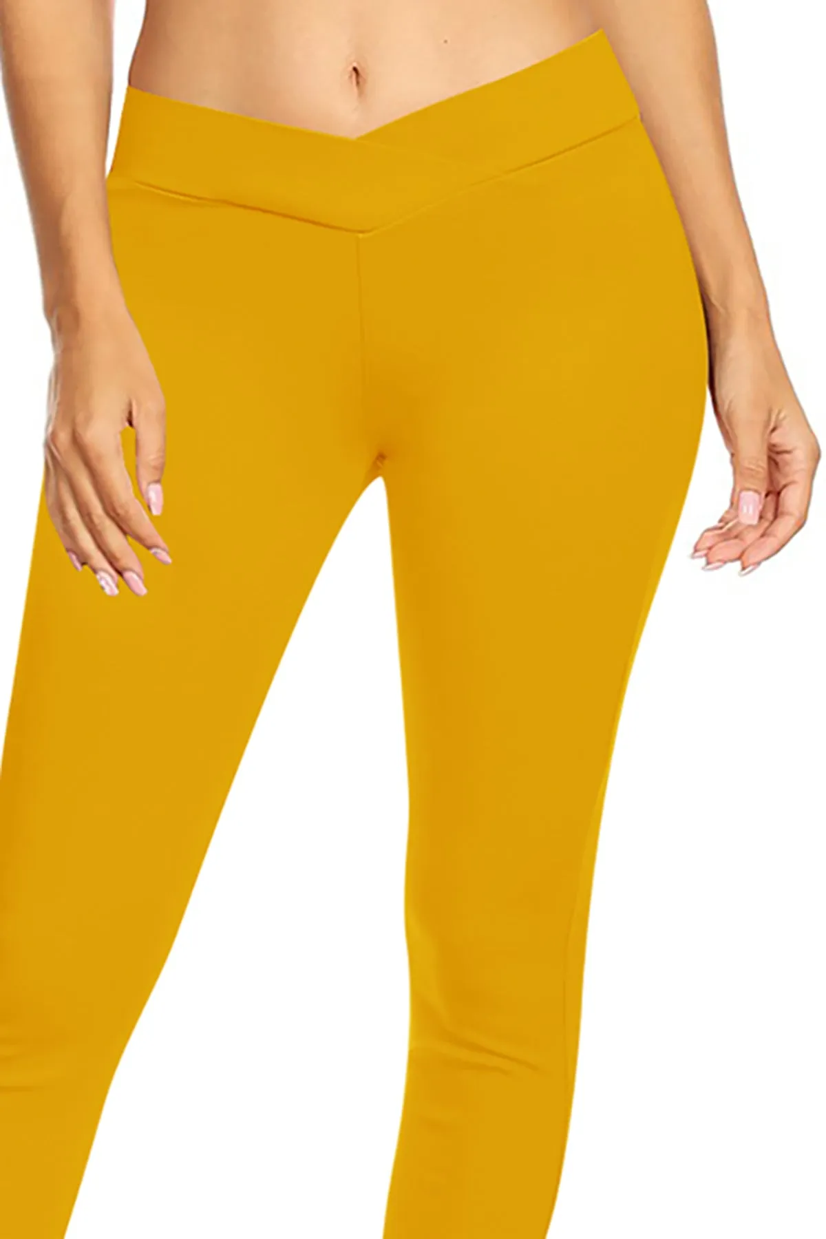 Women's Solid Full Length Elastic Waistband Jeggings Pants