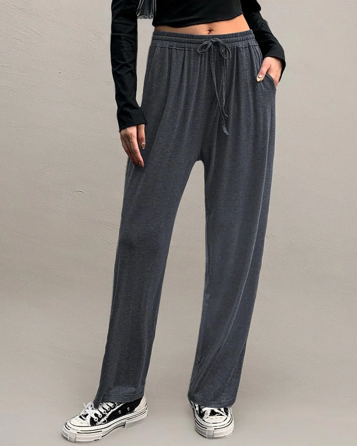 Womens Yoga Pants Loose Comfy Casual Lounge Pants Wide Leg Running Pants Lightweight Workout Pants with Pockets