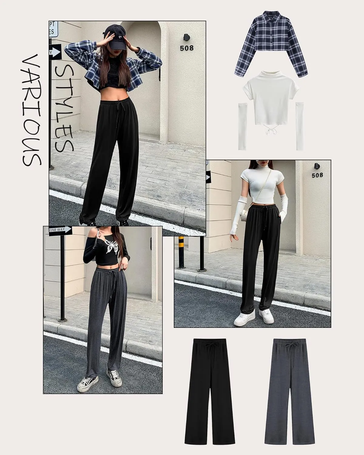 Womens Yoga Pants Loose Comfy Casual Lounge Pants Wide Leg Running Pants Lightweight Workout Pants with Pockets