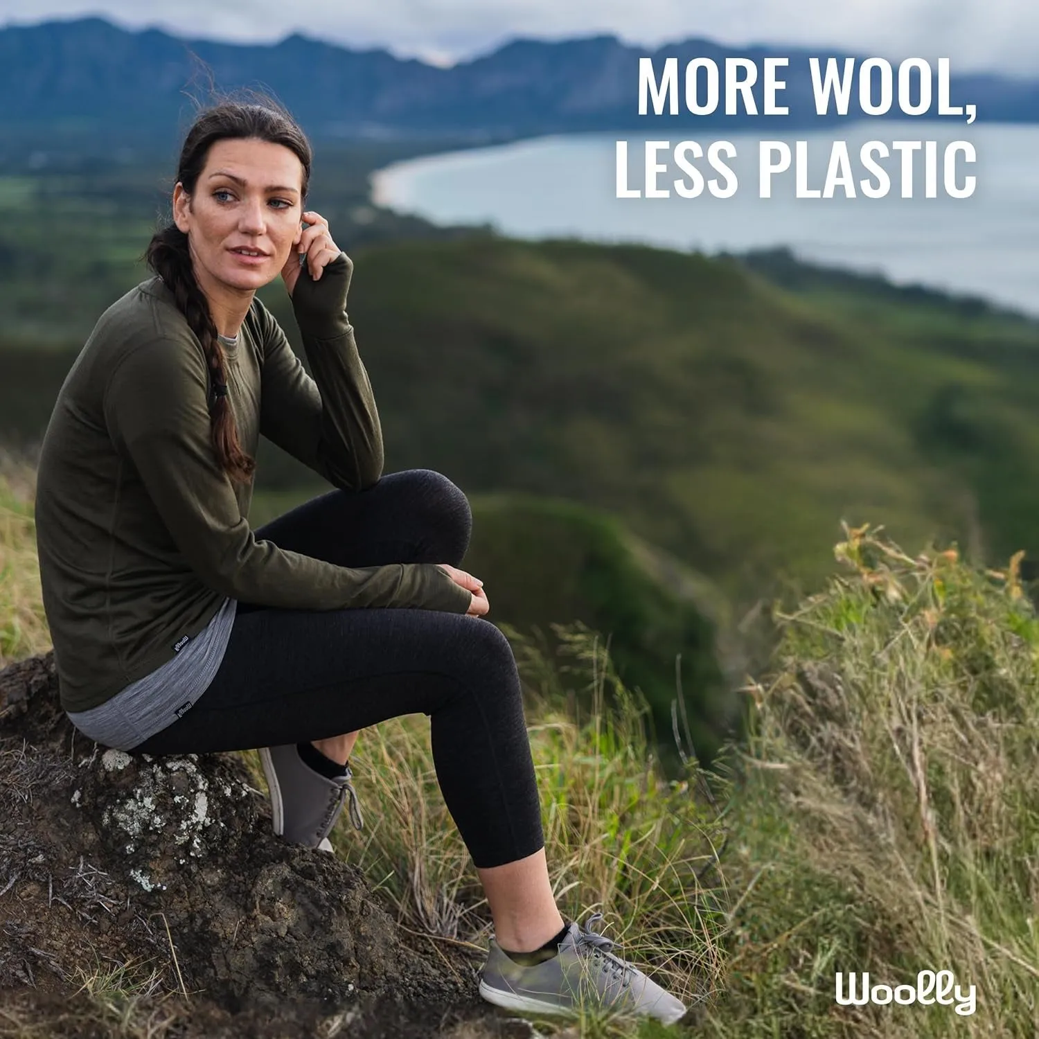 Woolly Clothing Women'S Merino Pro-Knit Wool Crew Neck Sweatshirt - Mid Weight - Wicking Breathable Anti-Odor