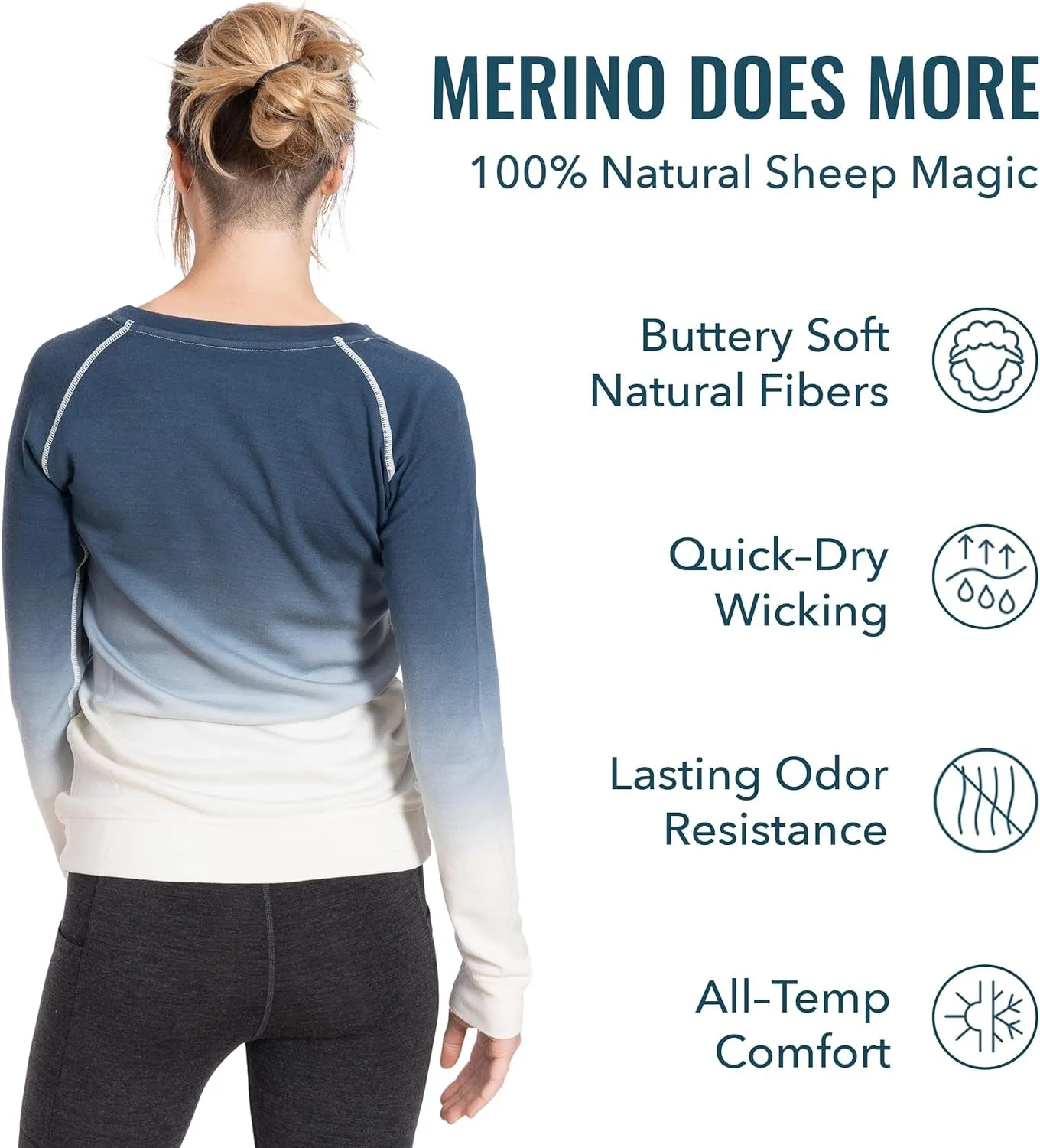 Woolly Clothing Women'S Merino Pro-Knit Wool Crew Neck Sweatshirt - Mid Weight - Wicking Breathable Anti-Odor