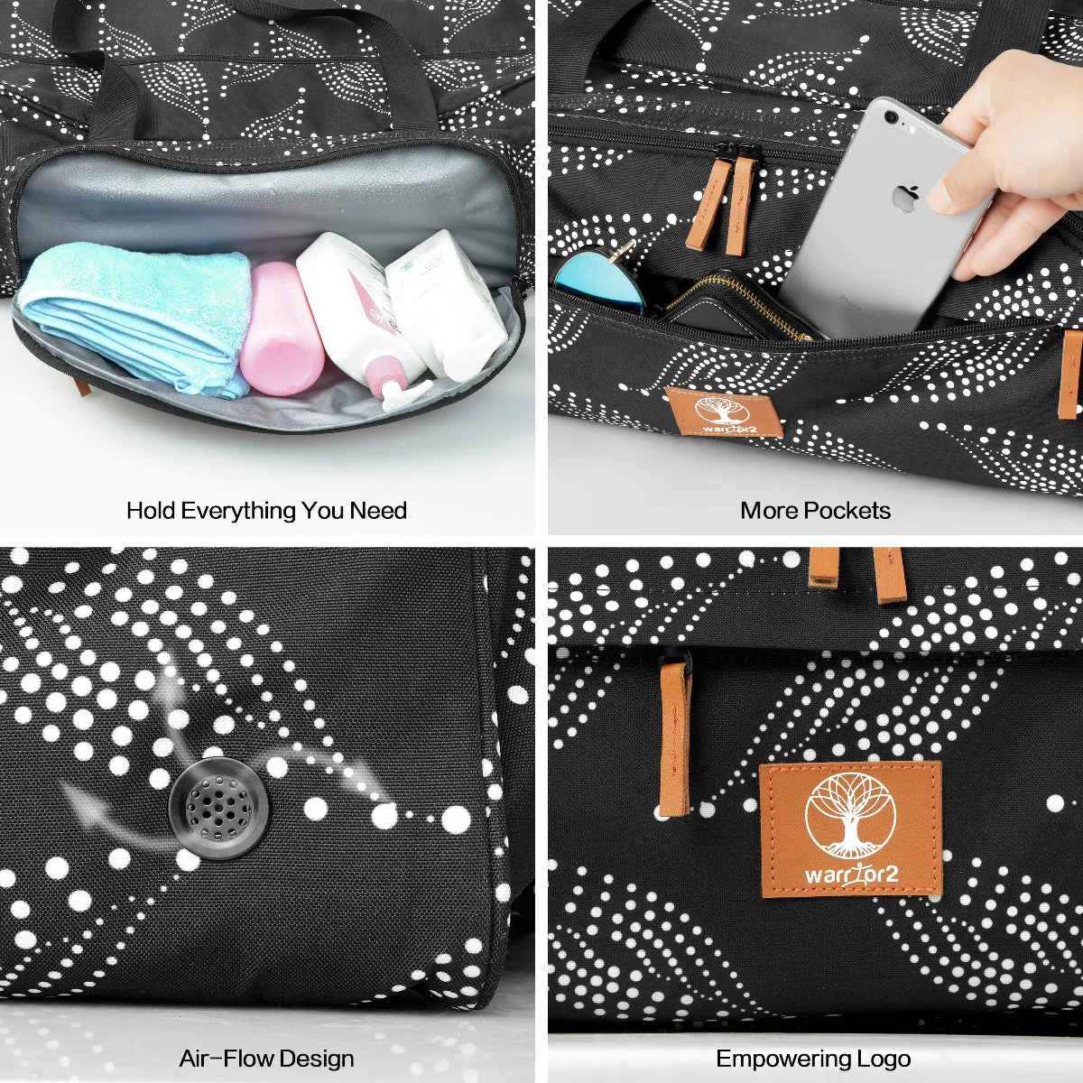 YOGA MAT CARRIER | WHITE LEAVE ON BLACK